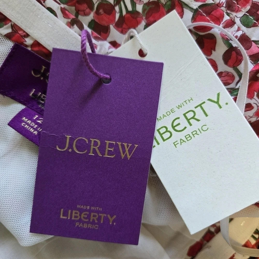 J. Crew Cropped Liberty® Strawberry Top Sz 12 NWT Festival Boho Y2K Coquette - Picture 9 of 12